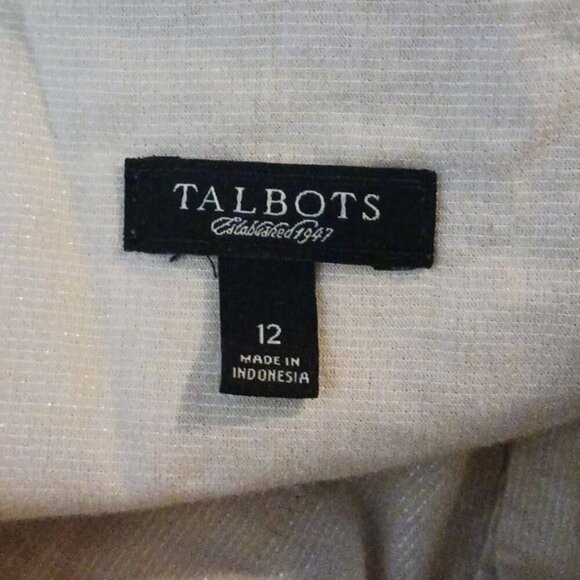Talbots Womens 12 Beige Tunic Top 3/4 Sleeve Half Button Front Casual Blouse - Picture 7 of 8